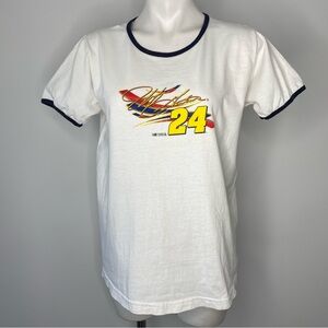 Vintage NASCAR Jeff Gordon 24 Tee Medium White Navy Blue Trim Chase Authentic